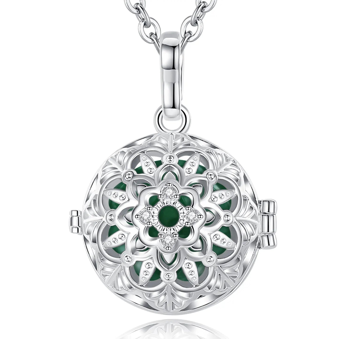 Eudora 18mm Harmony Ball Lotus Flower Cage Pendant Pregnancy Chime Bola Angel Caller Necklace Fashion Jewelry for Women gift