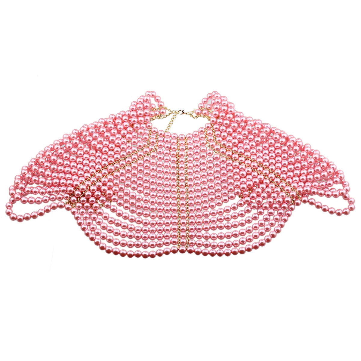 Luxury Women's Pearl Body Chain Necklaces Collar Shoulder Fashion Tops Beaded Necklaces Popular Jewelry Accessory