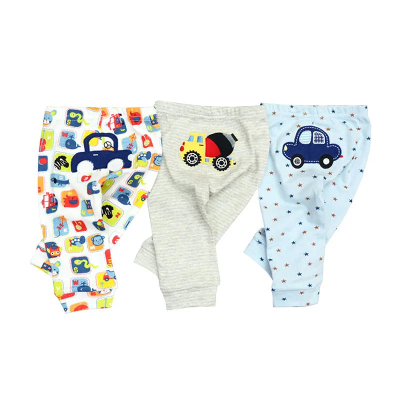 Newborn Solid 3/4PCS Baby Pants 100%Cotton Cartoon Soft Accessories Baby Boy Trousers Pants 0-24M Baby Girl Pants Four Seasons