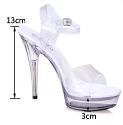 Plus:34-43 44 Elegantes Sandals Women 15cm Thin Heel Women Shoes Ladies Dress Pumps Zapatos De Vestir Exegang Office Lady Sandal