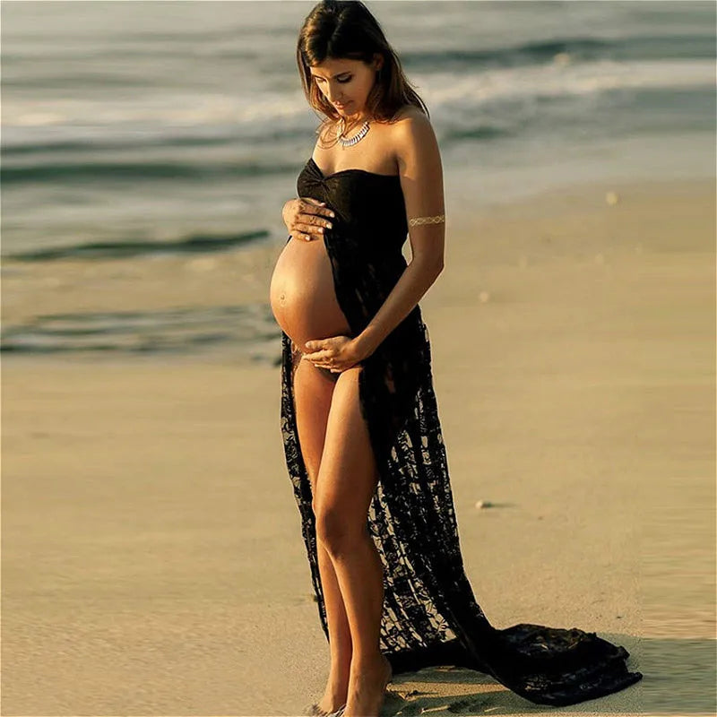 Women Pregnant Maternity Dress for Photography photo shoot Summer Lace Maxi Dress Pregnancy Maternity Clothes