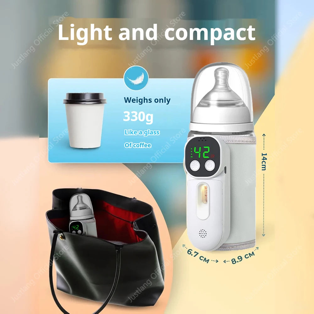 JUSTLANG Smart Voice Control Baby Bottle Warmer 7 Heat Level 8000mAh Multifunction Breast Milk Warmer Accurate Temperature