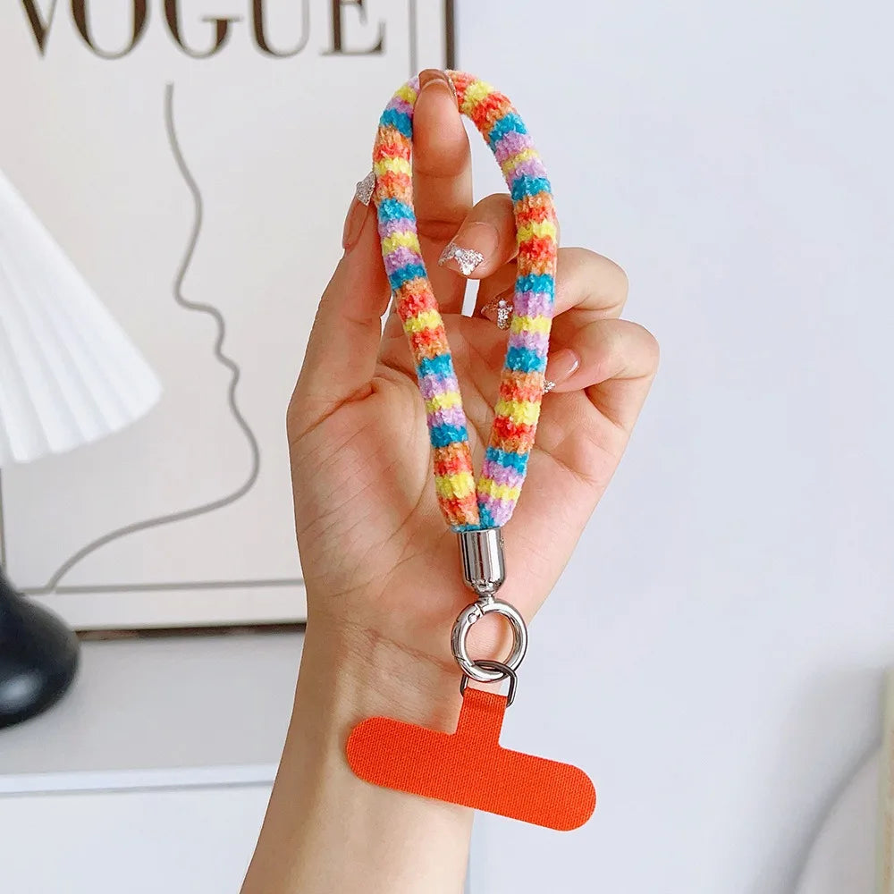 Autumn And Winter New For Mobile Phone Lanyard Colorful Camera Anti Loss Dopamine Wristband Rope Water Cup Bag Short Keychain