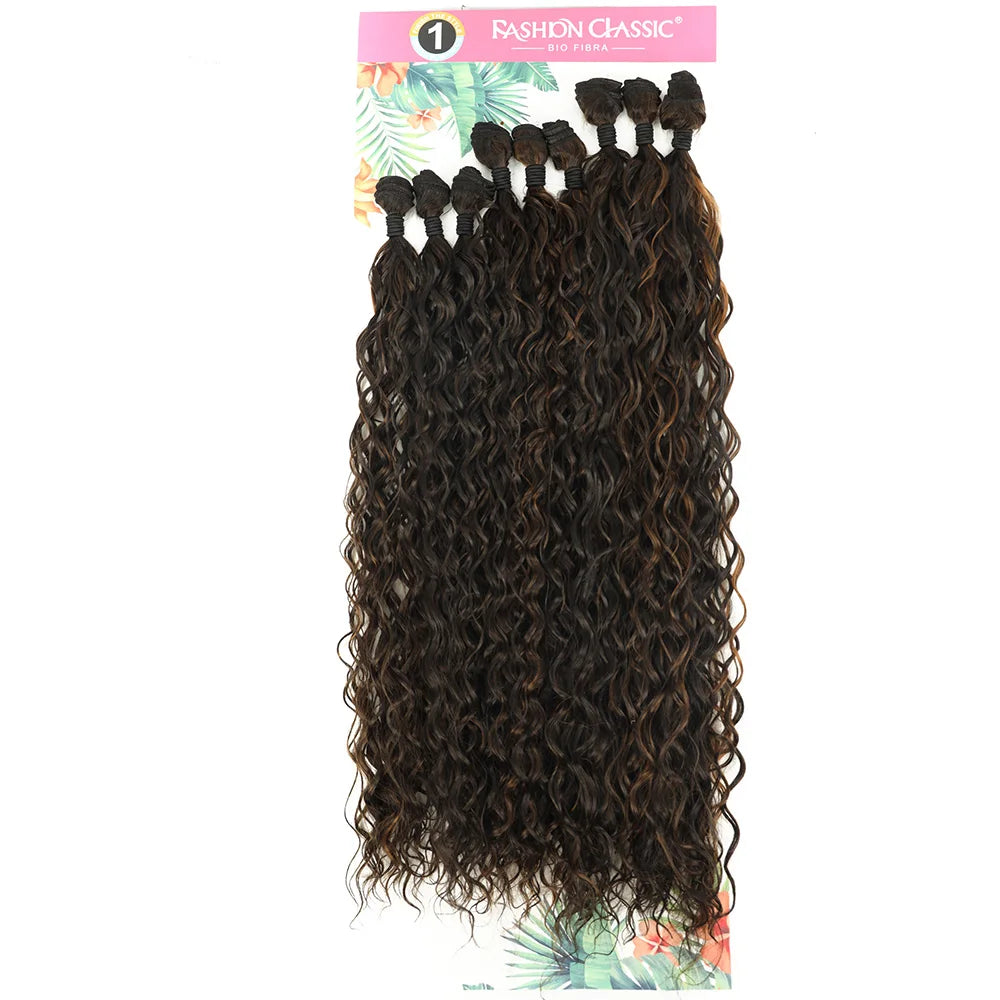 BOL Curly Hair Bundles 20 24 28Inch Long Synthetic Hair Exetension Fake Hair For Women Water Wave Heat Resistant 9Pcs Full Head