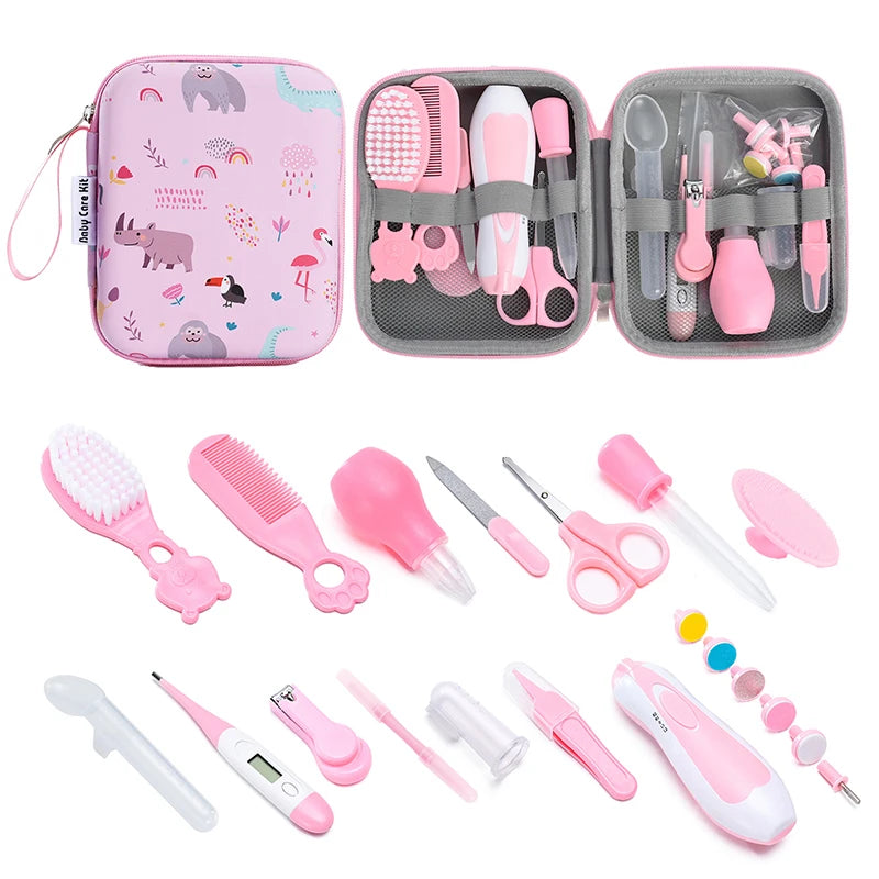 Baby Care Kit Kids Hair Nail Healthcare Thermometer Grooming Brush Kit Clipper Scissors Nail clipper Newborn Care Cleaning Set