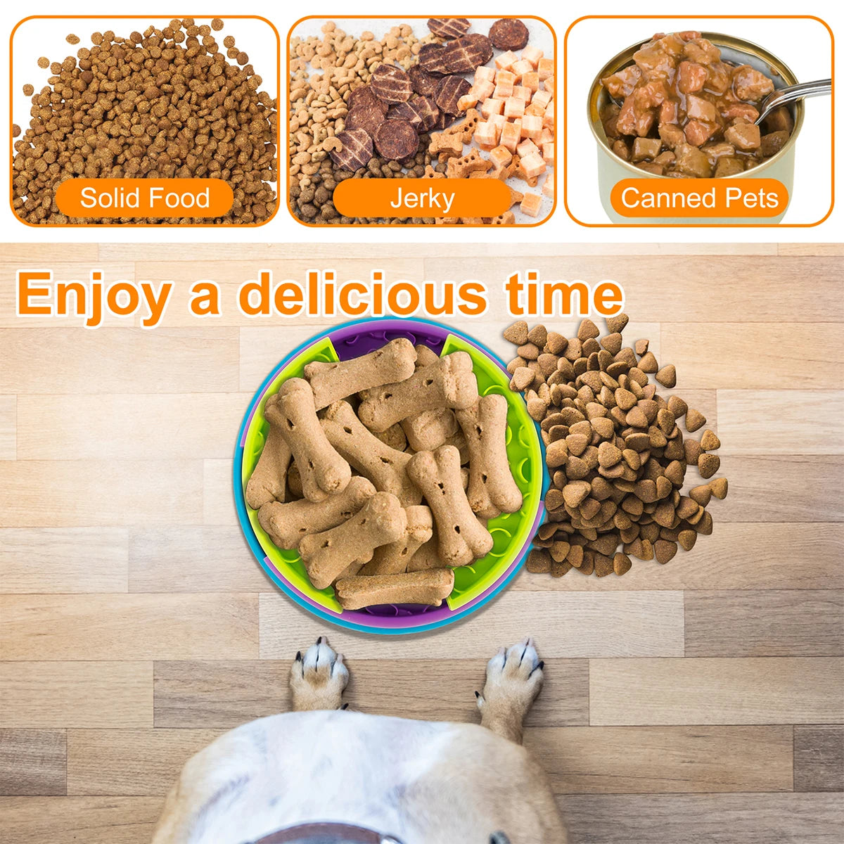 3 Layers Pet Dog Slow Feeder Bowl Spin Non Slip Puzzle Bowl Anti-Gulping Pet Slower Food Feeding Dishes Dog Bowl for Medium Smal