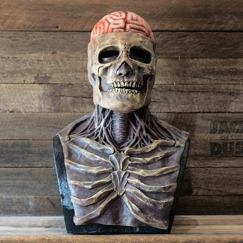 Halloween Costumes Accessory Props Horror Brain Skull Headgear Cosplay Scary Head Latex Mask