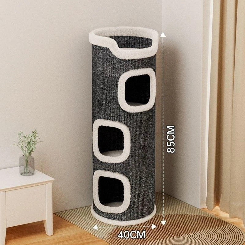 Cat House with Cozy Large Condos Spacious Cat Bed with Luxury Flower Perch Pompom Ball Cat Furniture for Indoor Cat Toys