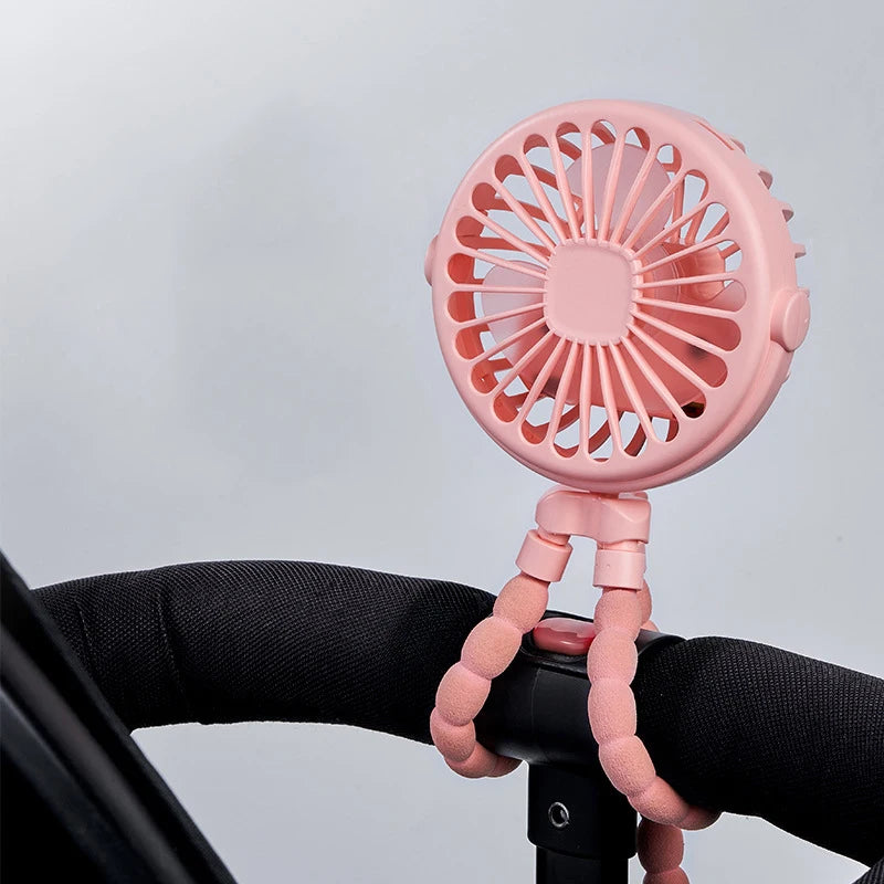 Baby Stroller Octopus Fan Anti Pinch Hand 3-speed Small Night Light USB Mini 3-speed Charging Small Fan