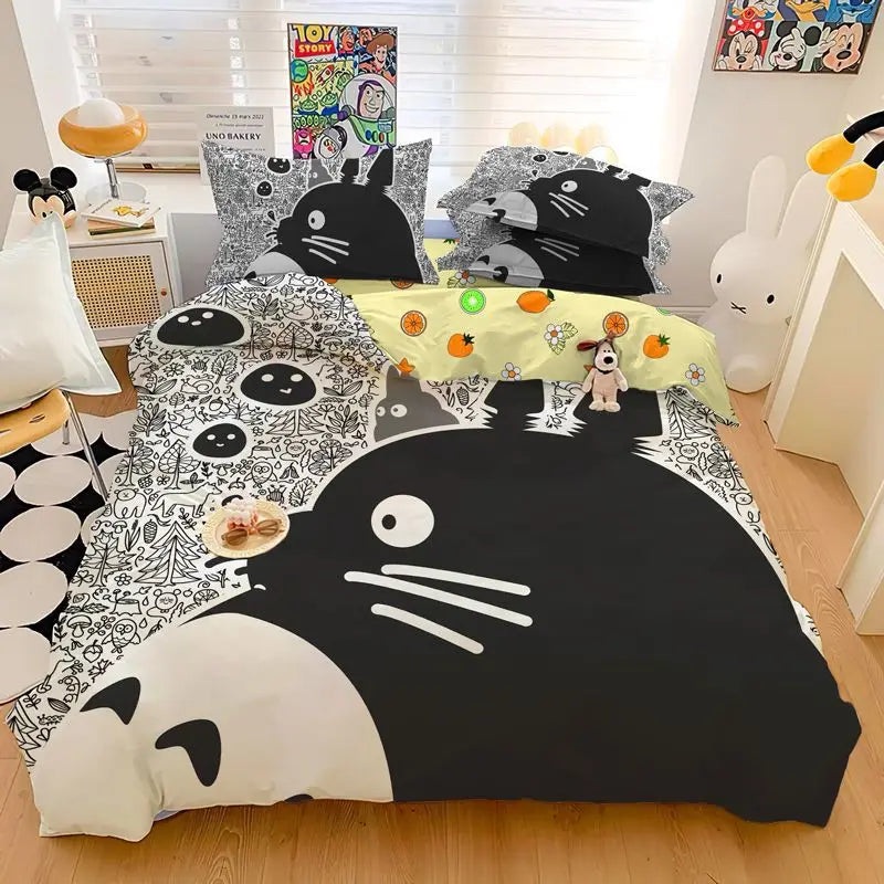 3D Exquisite Cartoon Print Duvet Cover My Neighbor T-Totoro Bedding Set Comforter Bed Youth Home Decor Kids Boys Girls Gift