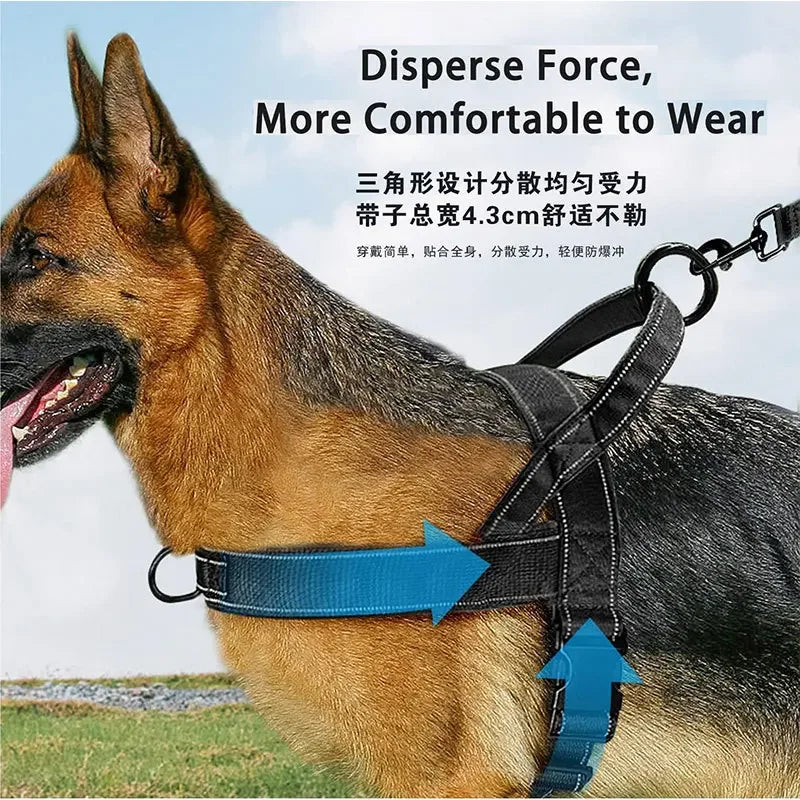 Tactical Dog Harness Anti Pull Nylon Adjustable for Large Breeds Outdoor Training Vest with Handle and Reflective