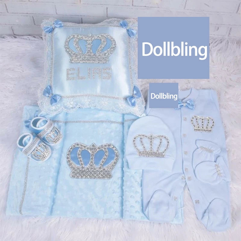 5pcs Newborn Baby Boy Outfits Kids Clothing Real Cotton Infant0 Products Shirt Pants Mittens Receiving Blanket