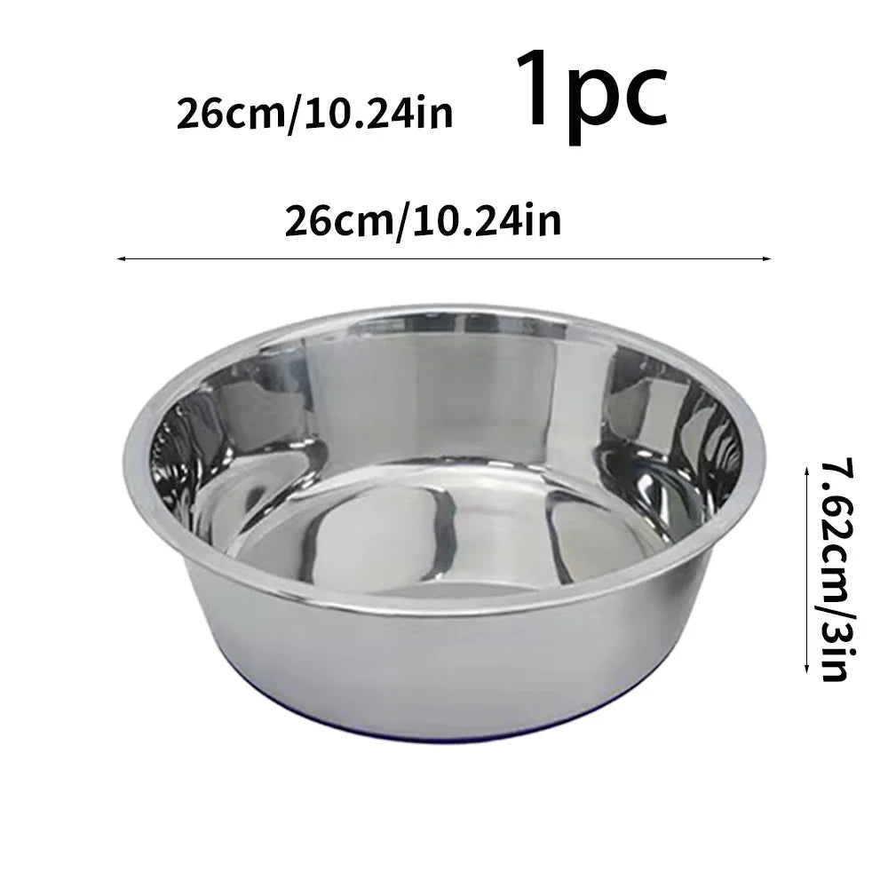 Stainless steel dog bowl, three sizes, with silicone anti slip bottom, durable dog bowl, suitable for small, medium and large
