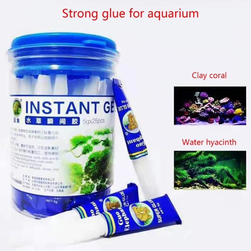 Aquarium Instant Glue 5g x 25pcs Safe Reef Glue for Plants Moss, Coral, Stone, Wood Aquascaping, Quick Drying