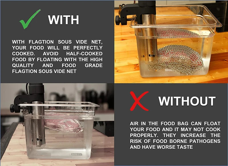 Stainless Steel Sink Weight Food Grade Sous Vide Mesh Immersion Cooking Bag To Keep Food Immersed Sous Vide Cooking Accessorie