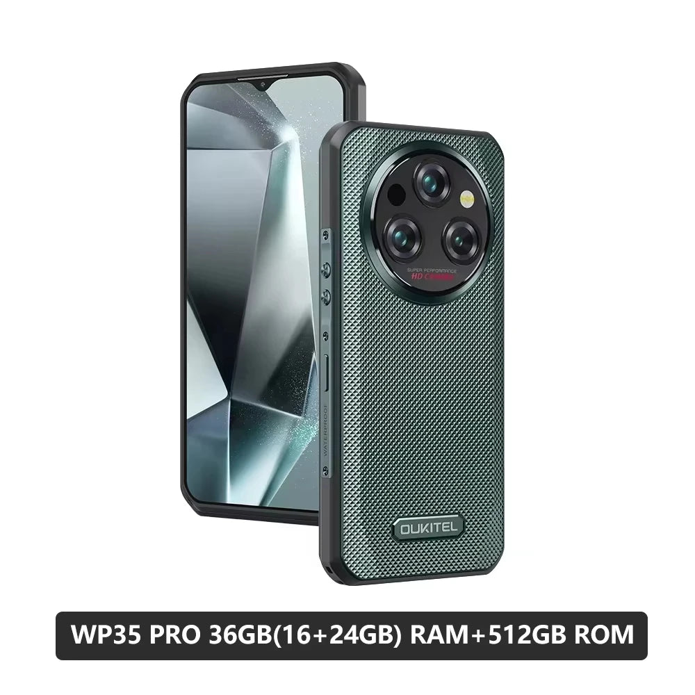Oukitel WP35 Pro Rugged Smartphone 5G 6.6" 2.4K Display MediaTek Dimensity 6300 Mobile Phone 12GB+512GB 11000mAh 64MP Android 14
