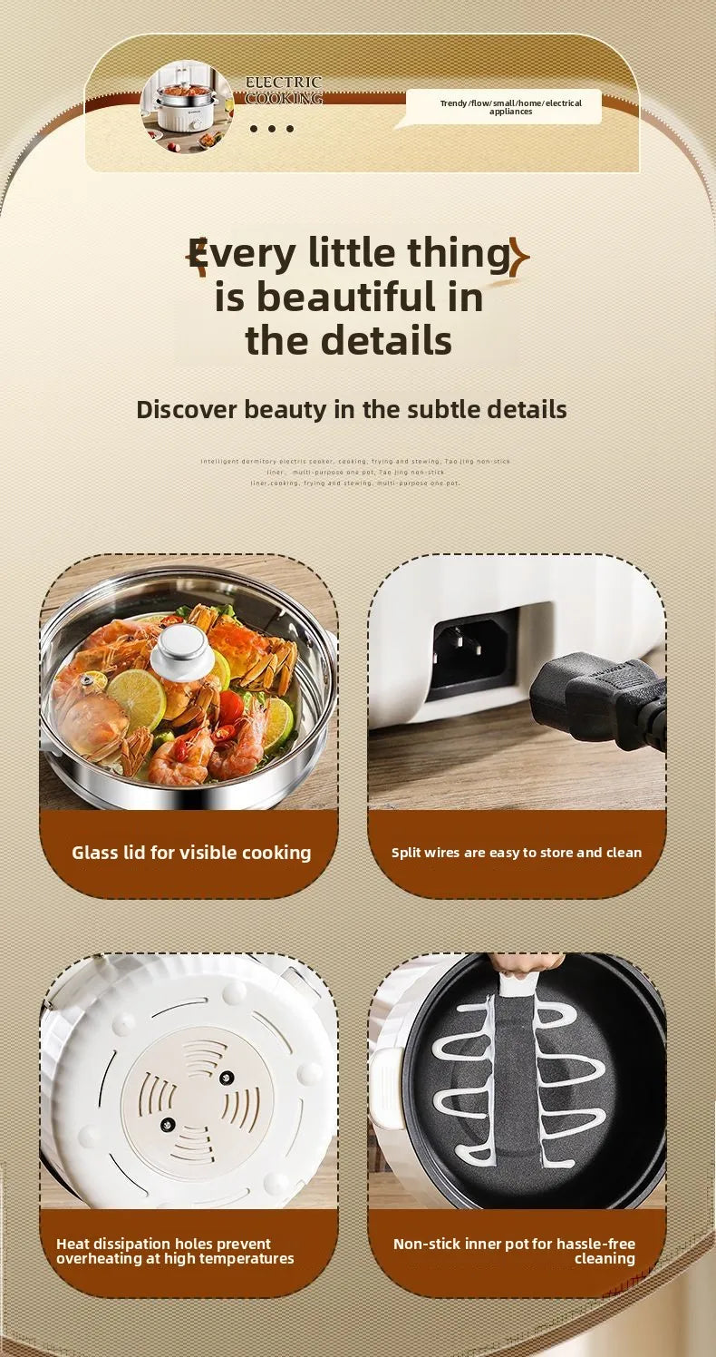 Airmate Electric Cooker Multifunctional Steaming Boiling Frying Pot for Home Dormitory Noodle Cooking Hot Pot