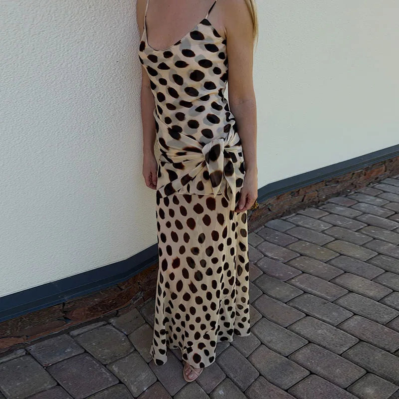 Sexy Leopard Print Women's Summer Dress Y2k Sleeveless Waist Cinching Strap Dresses With Scarf New Casual Beach Party Robe 2026