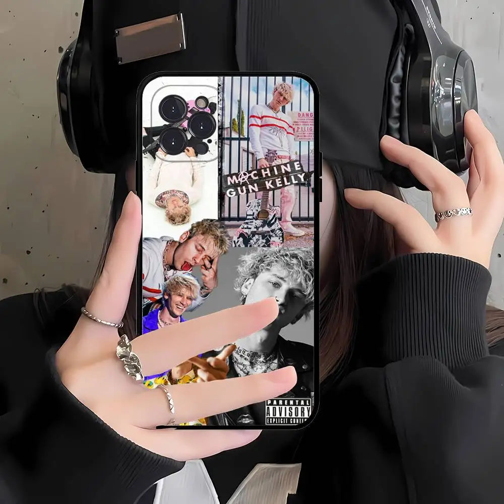 M-Machine Gun K-Kelly MGK Soft Back Phone Cover Case for iPhone 17 16 Pro Max 15 12 11 16e 13 Mini 14 15 Plus