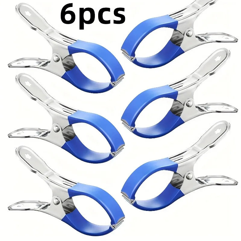 6/10/12pcs Windproof Stainless Steel Pool Cover Clamps Heavy-Duty Spring Clips for Outdoor Swimming Pools