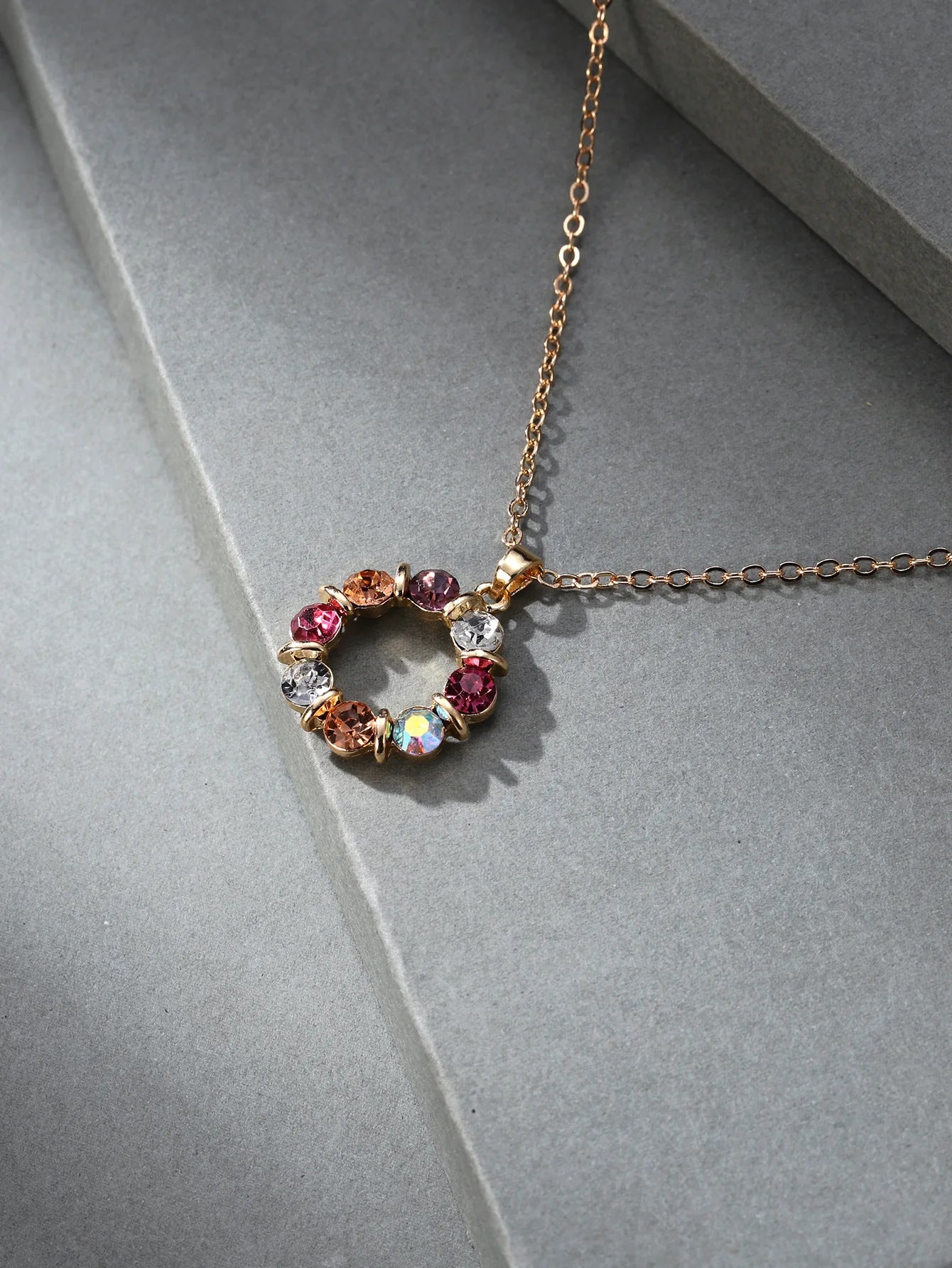 Luxury Multicolor Zircon Jewelry Set, Elegant Necklace and Earrings, Minimalist Luxury Gift for Women, Sparkling Gemstones