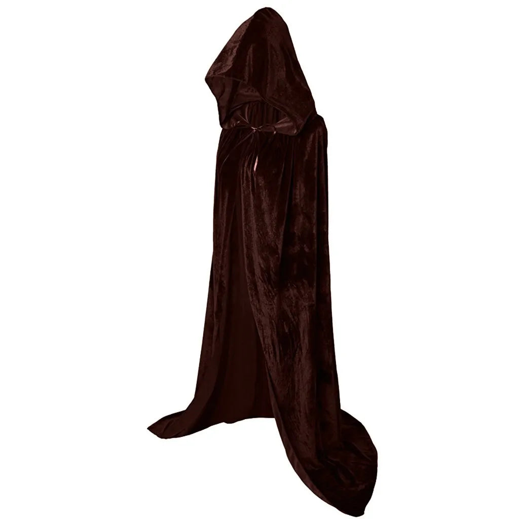 Halloween Costume Unisex Cosplay Death Cape Long Hooded Cloak Wizard Witch Medieval Cape S-Xl Black White Red Coffee Blue