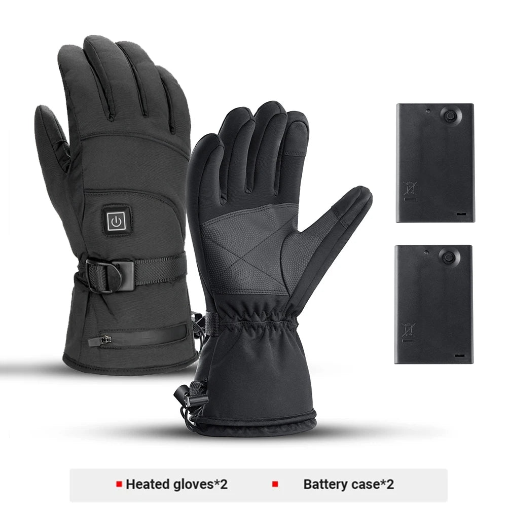Winter Electric Heated GlovesWith Battery Box Rechargeable Anti-Cold Comfort Men Women Thermal Heated Outdoor Camping Ski Sports