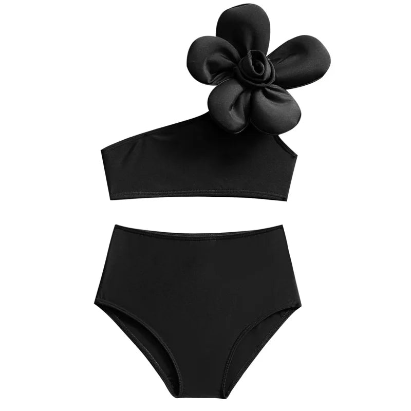 Baby Bikini Girls Sleeveless Swimsuit Set Cute Flowers Fashion Swimwear Summer New Children Beach Sunny Beachwear Suit 3-12 Year
