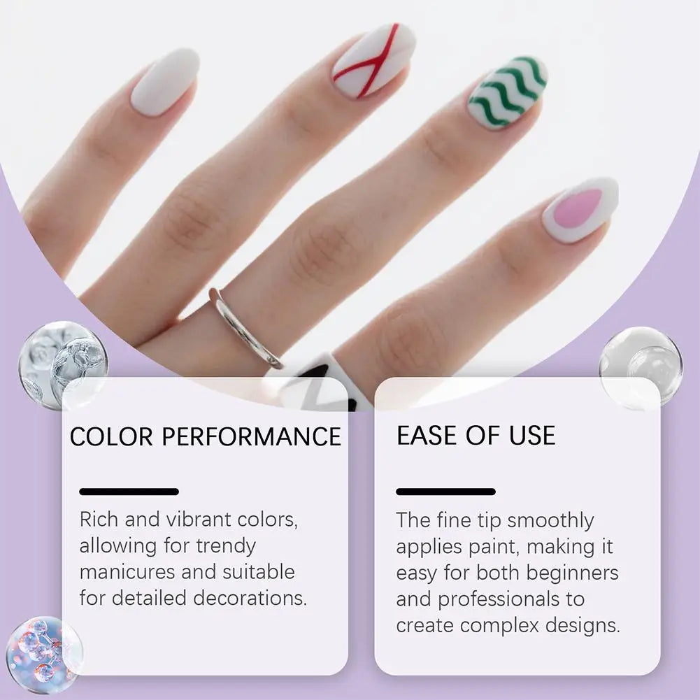 12Pcs/Set Nail Acrylic Graffiti Pen 12 Color Nail Marker Drawing DIY Beauty Nail Art Tools Waterproof and Quick Drying Nail Mark