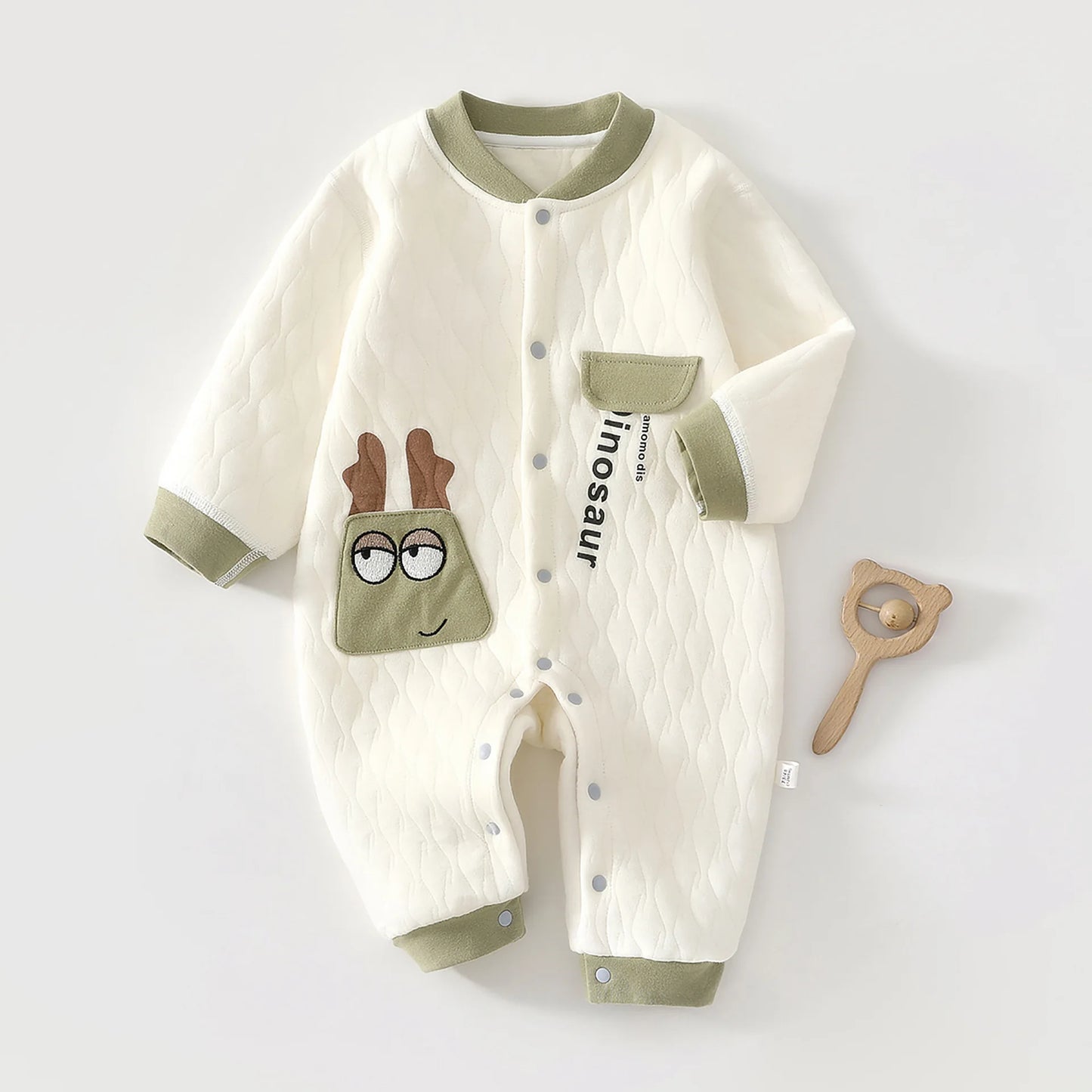 0-2Y Newborn Girl Boy Spring Bodysuit 2026 Baby Cotton Quilted Seamless Romper Autumn Warm Printed Soft Skin-Friendly Sleepwear