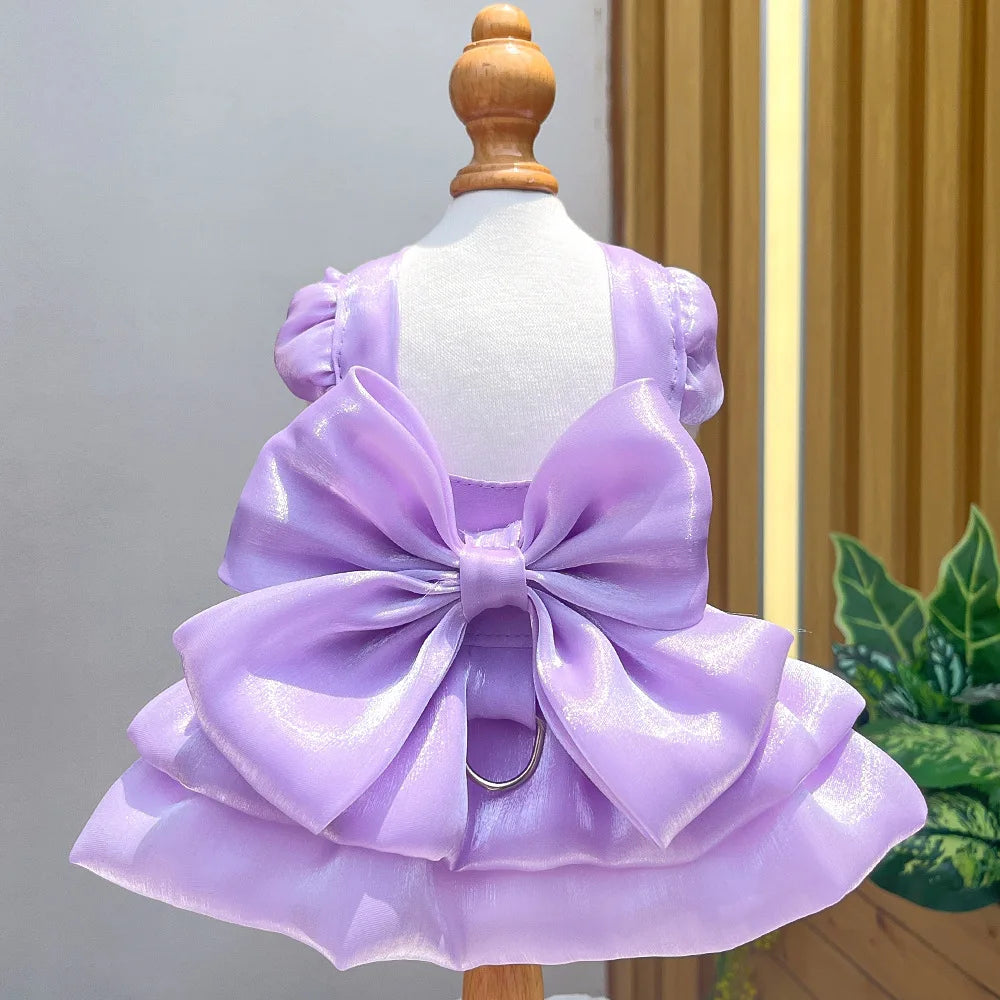 Dog Dress Girl Dog Clothes Pet Apparel Doggie Pink Bowknot Tulle Cat Sequin Clothing Pup Dresses Doggy Attire Birthday