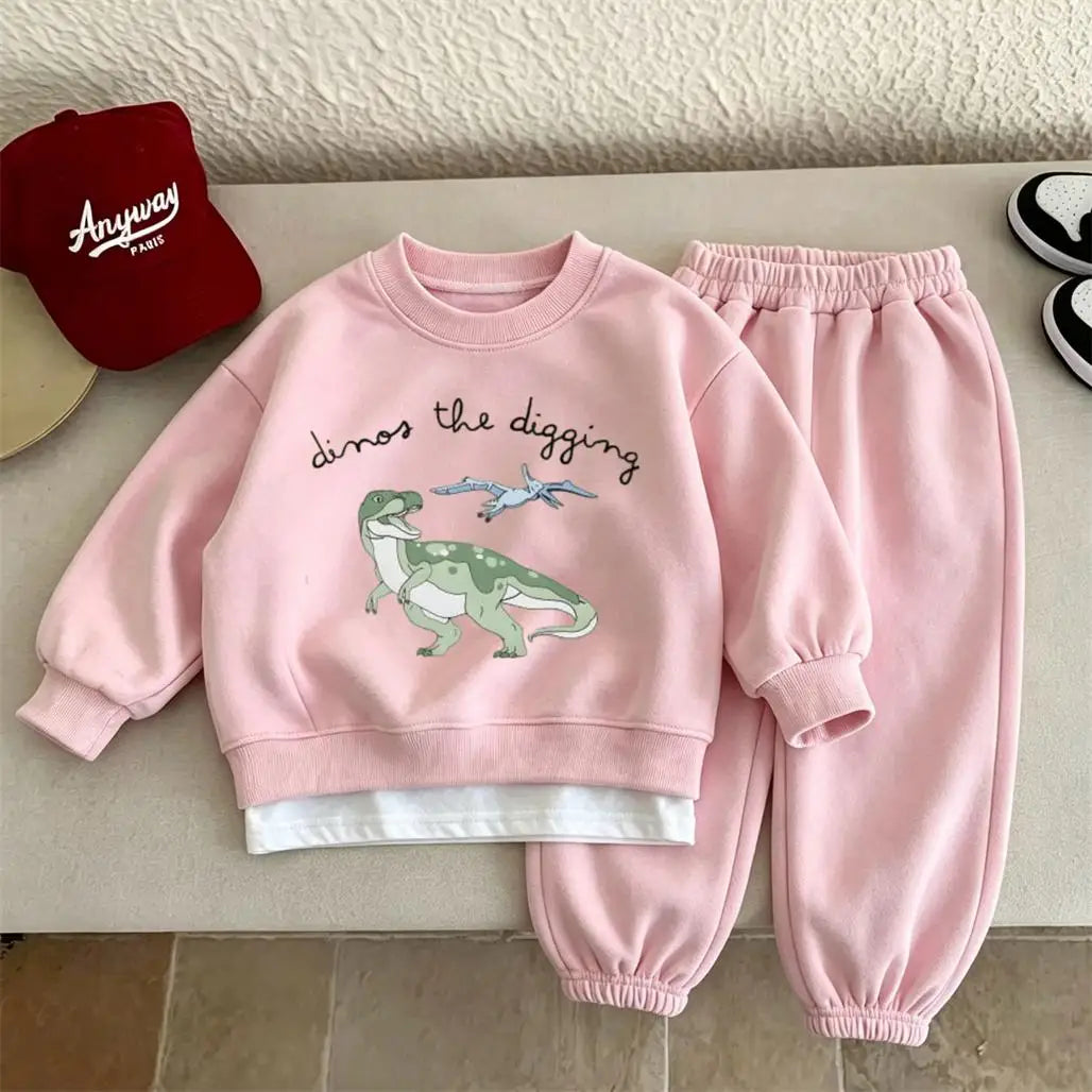 Boys And Girls Cartoon Costume Round Neck Hoodie Loose Pants Baby Autumn Clothing 2Piece/Set Toddler New Design Lovely Suits