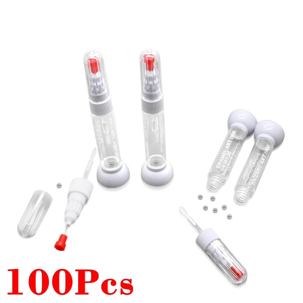 Kimcci Dotted Pen+Drawing Pen Nail Art Tools 2 IN 1 100pcs/lot Needle Brush Dual-use Empty Bottle