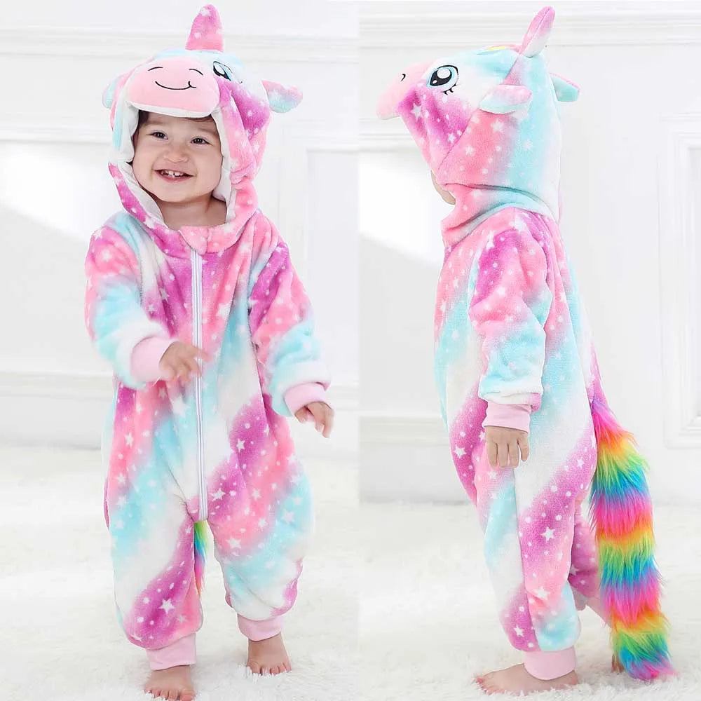 Autumn Winter Cartoon Style Winter Long Sleeve Baby Boys Girls Rompers Toddler Kids Playsuit Jumpsuits Baby Clothes Child Onesie