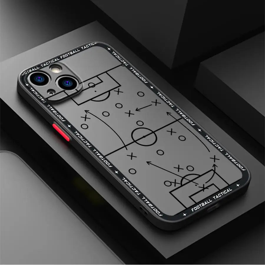 Football Tactical Guidelines Funda Back Phone Cover Case for iPhone 17 Pro Max 11 XS XR 16 Plus 15 14 12 Air 7 8 SE 13 Mini