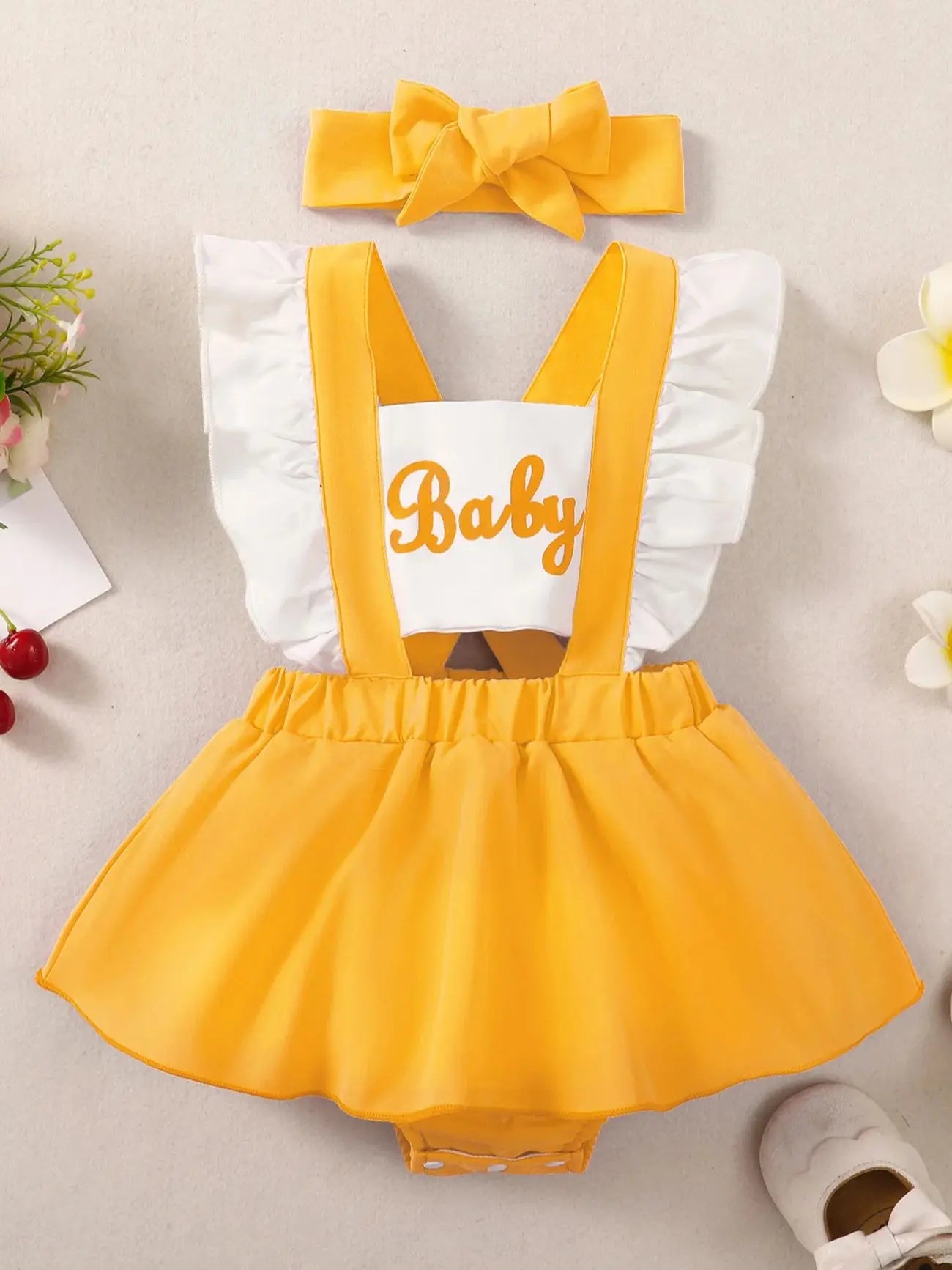 Infant/Toddler Summer Fashion Pink Creeper Dress Including Hair Accessories