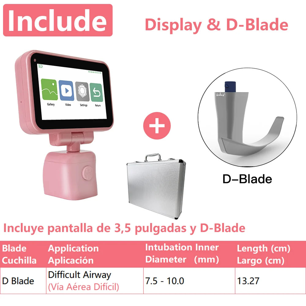 3.5" Touch Screen Video Laryngoscope for Anesthesia, 6 Blades Optional & Customizable Combination