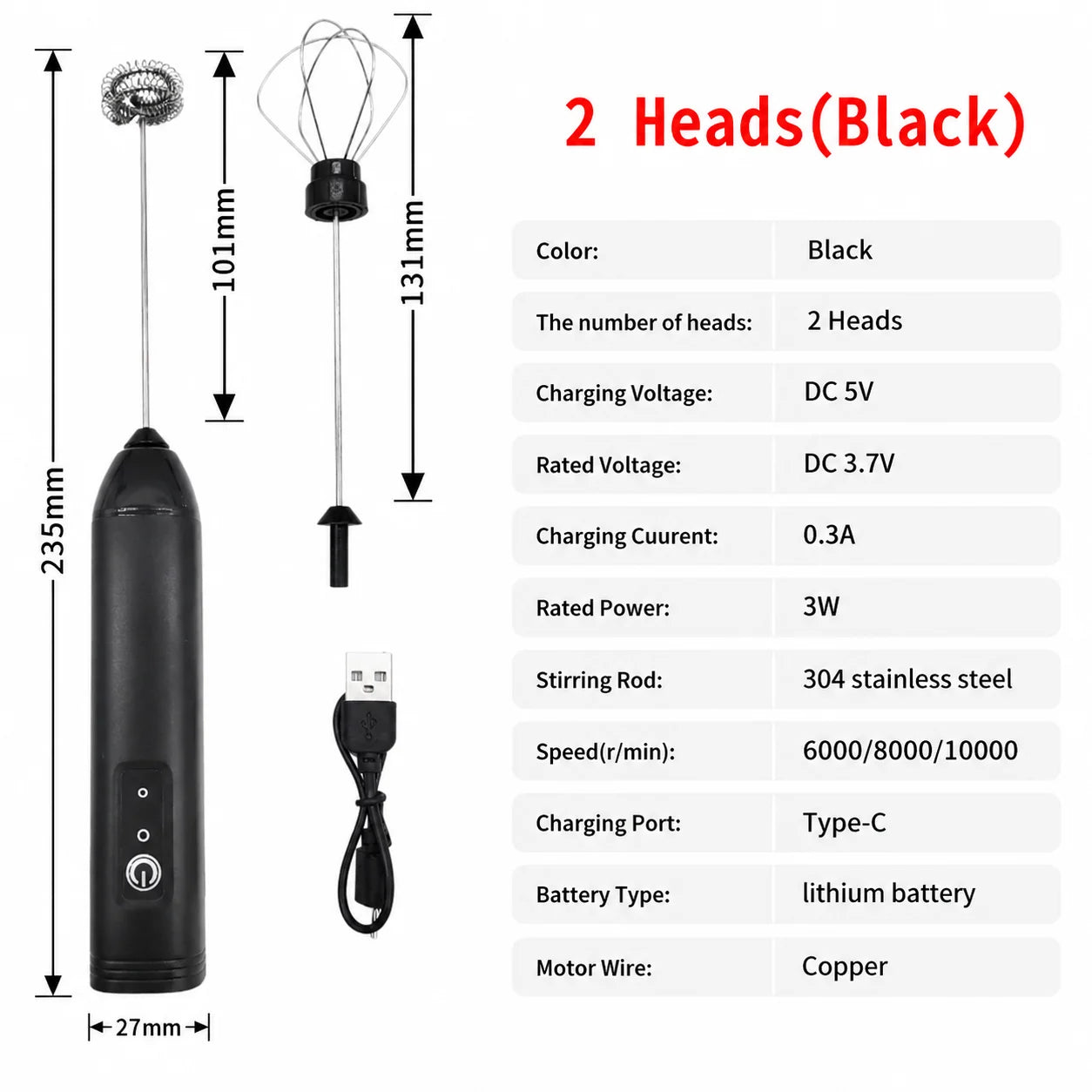Handheld Electric Milk Frother Mini Coffee Foam Maker Portable Milk Whisk Mixer for Home Latte Cappuccino