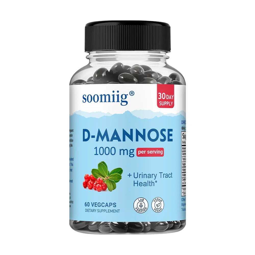 D-Mannose 1000mg Capsules, with Cranberry - Supports Urinary Tract and Bladder Health, Promotes Digestive Health - 120 Capsules