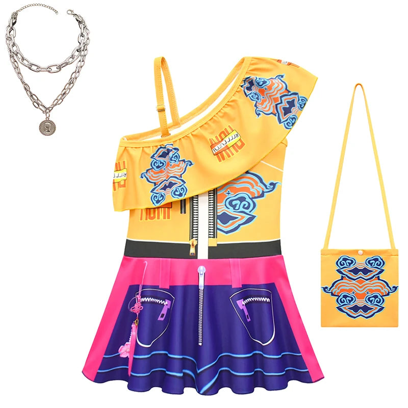 Summer 2026 Kpop Kids Swimsuit Festival Children Cosplay Demon Hunter Rumi Girls Outfits Holiday Beach Party Children's Swimwear