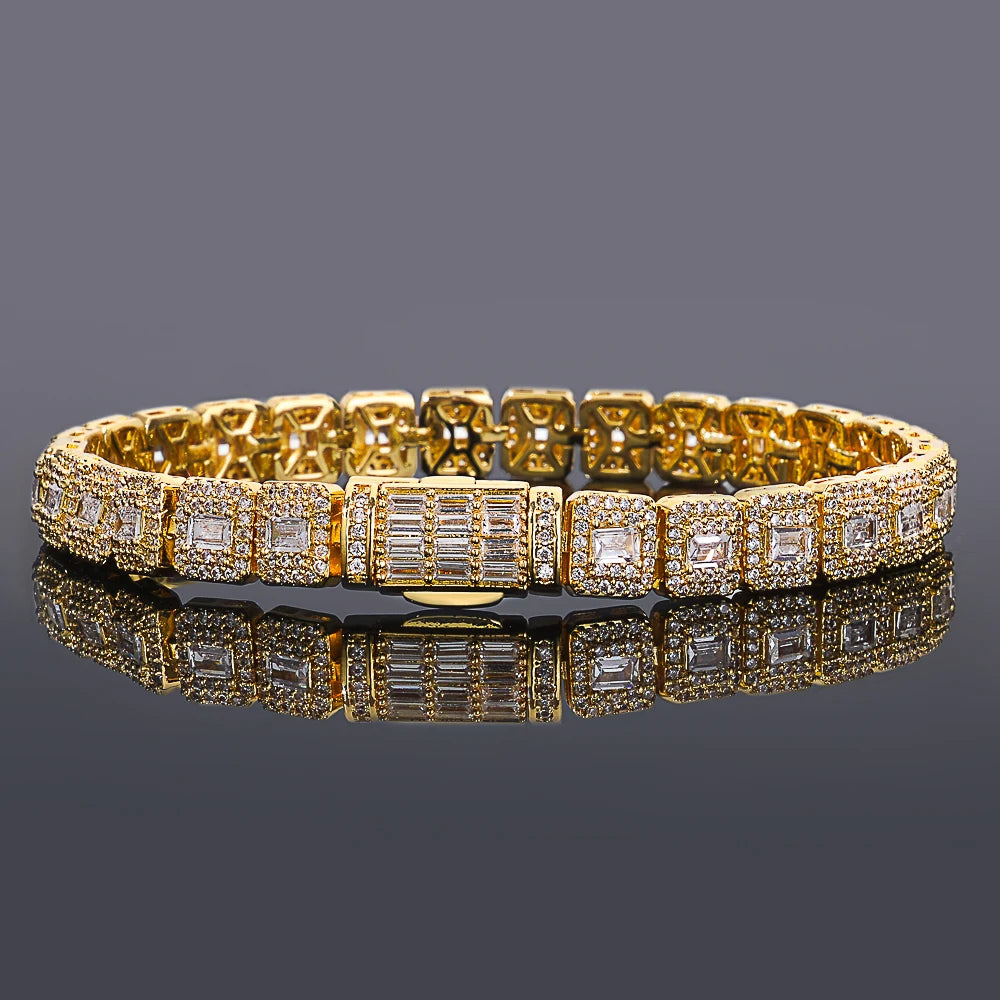 Personalized Fashion Niche Jewelry Hip Hop Cuban Rock Sugar Bracelet Sparkling Zircon 7.5mm Tennis Chain Men's Jewelry