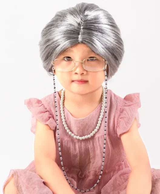 Halloween Great grandma cosplay older performance costume Kid Halloween wig necklace eyeglass