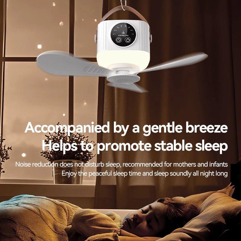 Portable Outdoor Camping Tent Fan New Remote Control Household Ceiling Fan Lighting Durable Rechargeable 3600mah