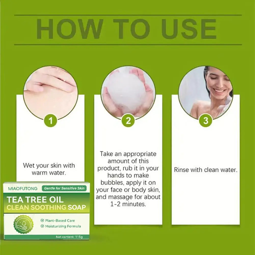 Tea Tree Soap for Face & Body Acne, 100g Tea Tree Oil Soap Bar for Face & Body Natural Skin Cleanser for Oily, Dry & Itchy Skin