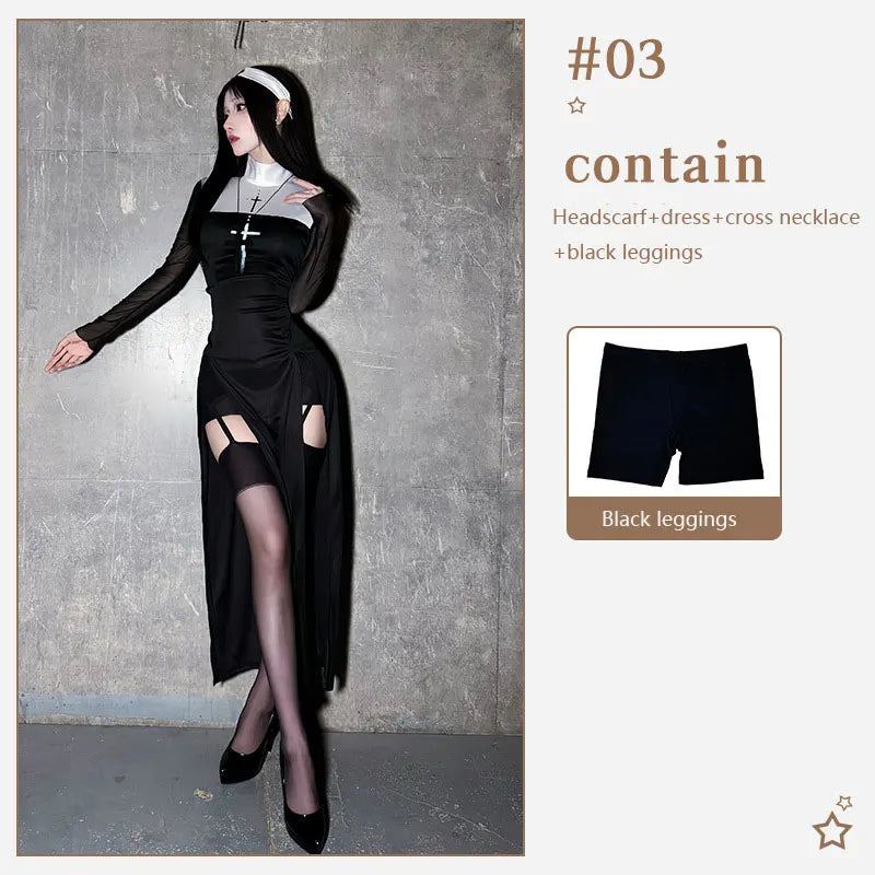 2026 Halloween adult costume cosplay sexy nun costume Nun carnival cosplay performance costume