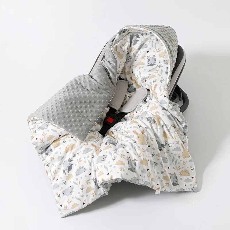 Baby Stroller Blanket Newborn Safety Seat Basket Sleeping Blankets Fleece Quilt Baby Swaddle Wrap Hooded Stroller Cover