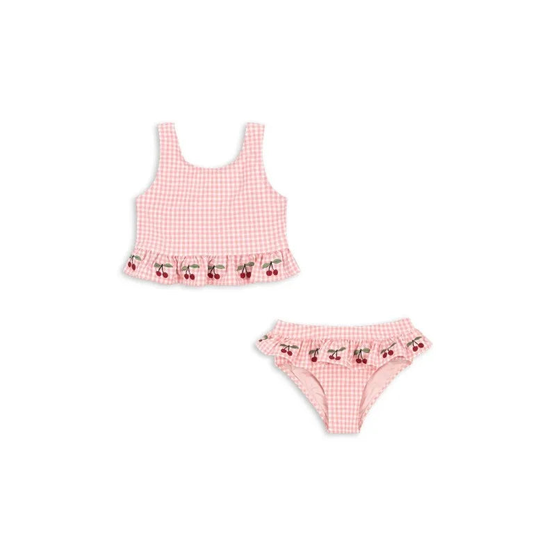 Girl Swimwears Checkered Cherry Baby Swimwear Kids Vacation Sunscreen Swimsuits Bikini Teen Swimsuit for Girls Bikinis Mayo