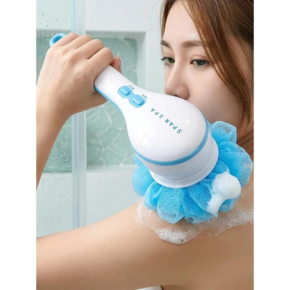 Long Handle Electric Bath Brush 3 Replaceable Brush Heads Body Scrubber Exfoliat Shower Back Clean Brush Skin Massage Tool