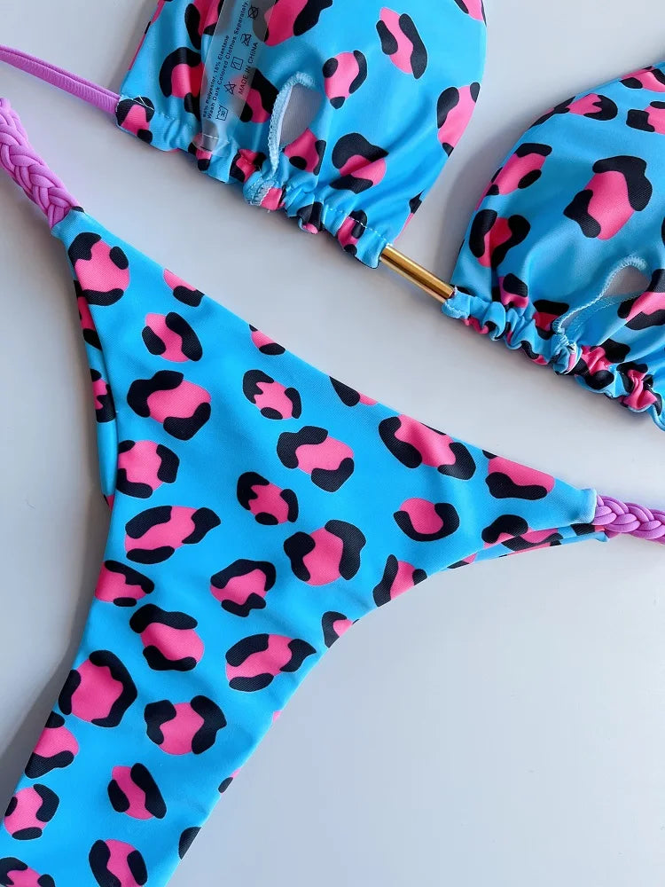 RUOTONGSEPT Sexy Swimsuit Women Braided rope Micro Bikinis 2026 New Swimsuit Leopard Print Brazilian Biquinis Beach Bathing Suit
