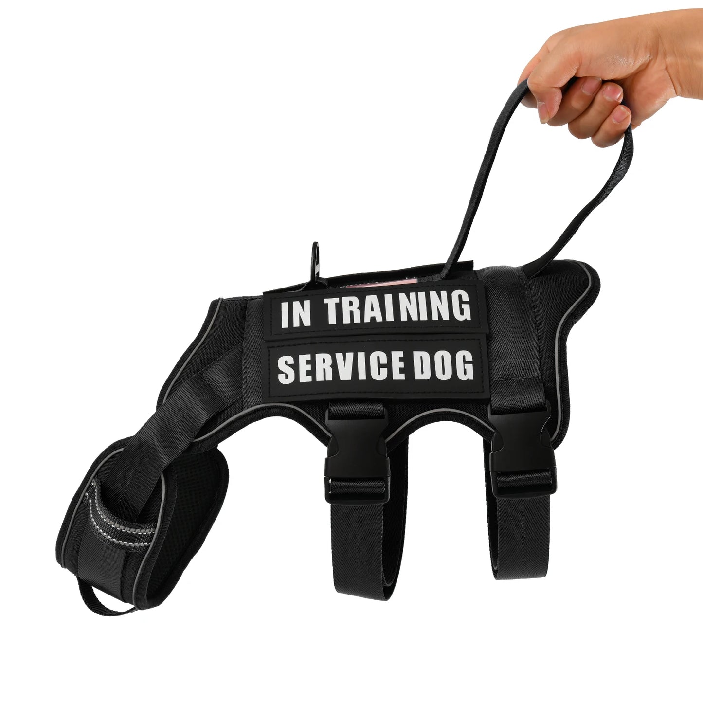 New Tactical Dog harness No Pull Dog Harness Vest with 4 Dog Patches, Reflective Pet Harness with Adress Note, Soft Padded Harne